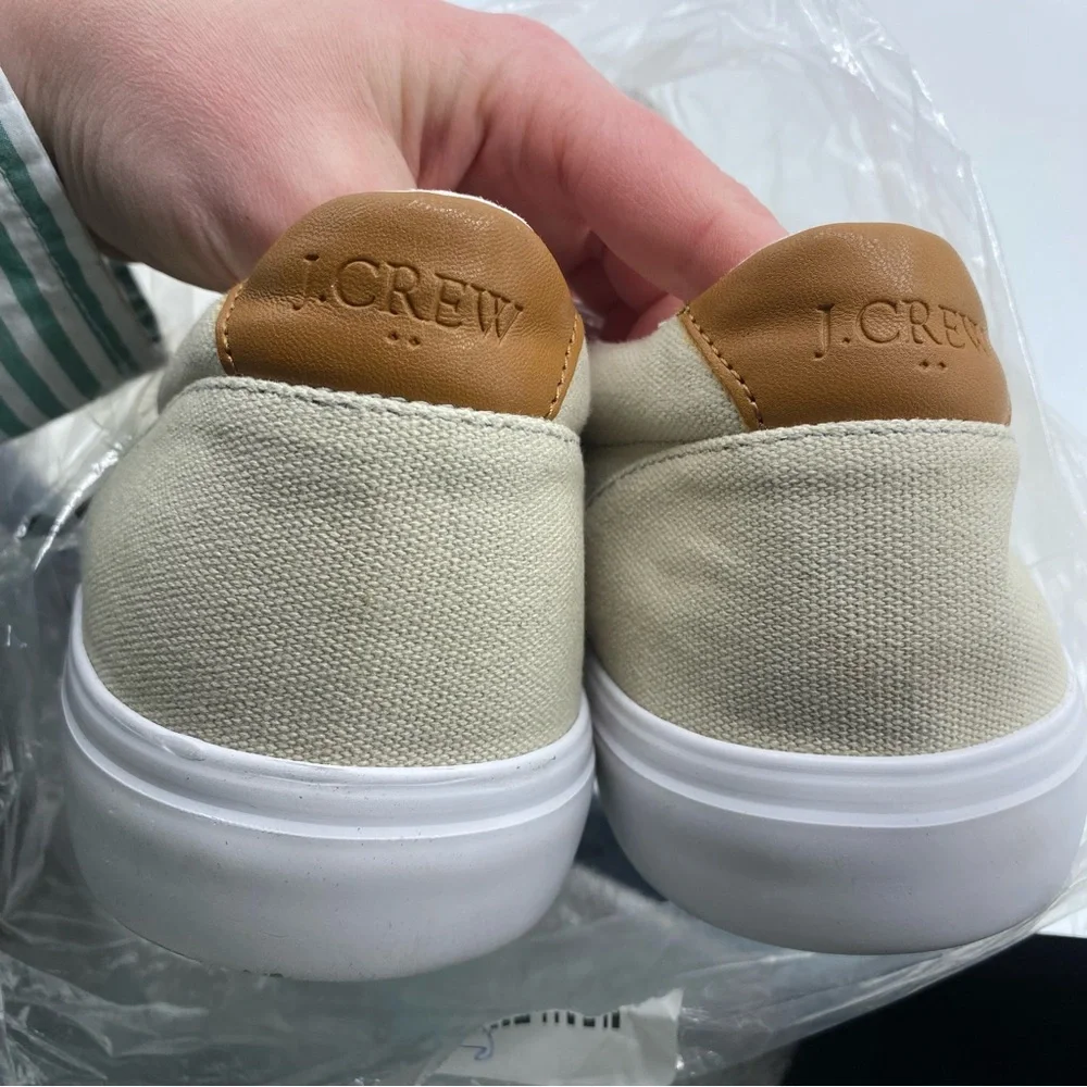 J Crew Sneakers Mens 12 M Canvas Slip On Shoes in Stone Casual Lounger Every day